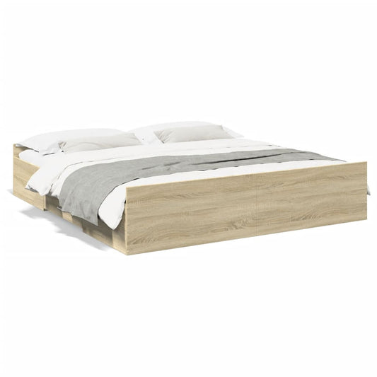 vidaXL Bed Frame with Drawers without Mattress Sonoma Oak 180x200 cm