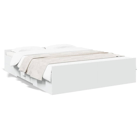 vidaXL Bed Frame with Drawers without Mattress White 150x200 cm