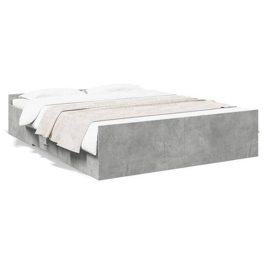 vidaXL Bed Frame with Drawers without Mattress Concrete Grey 150x200 cm