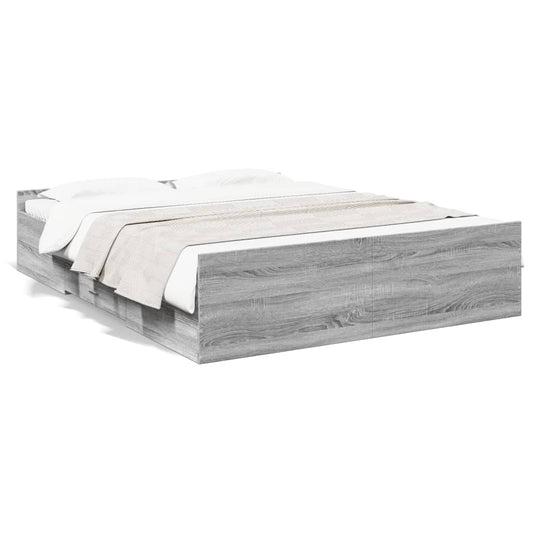 vidaXL Bed Frame with Drawers without Mattress Grey Sonoma 150x200 cm