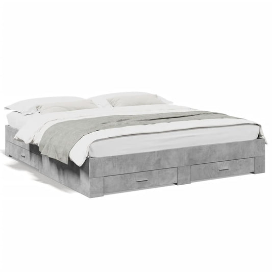 vidaXL Bed Frame | Concrete Grey | Engineered wood, Plywood | Super King