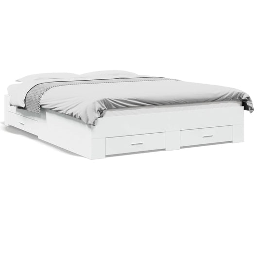 vidaXL Bed Frame | White | Engineered wood and plywood | King Size | Bed Frame