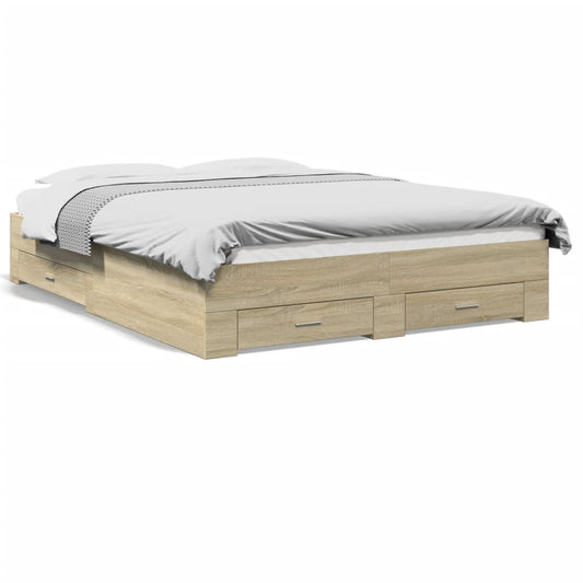 vidaXL Bed Frame | Sonoma oak | Engineered wood | King Size | Bed Frame