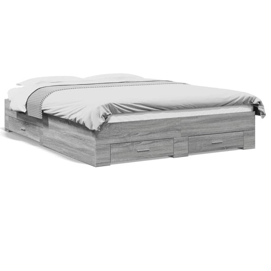 vidaXL Bed Frame | Grey Sonoma | Engineered wood | King | Bed Frame