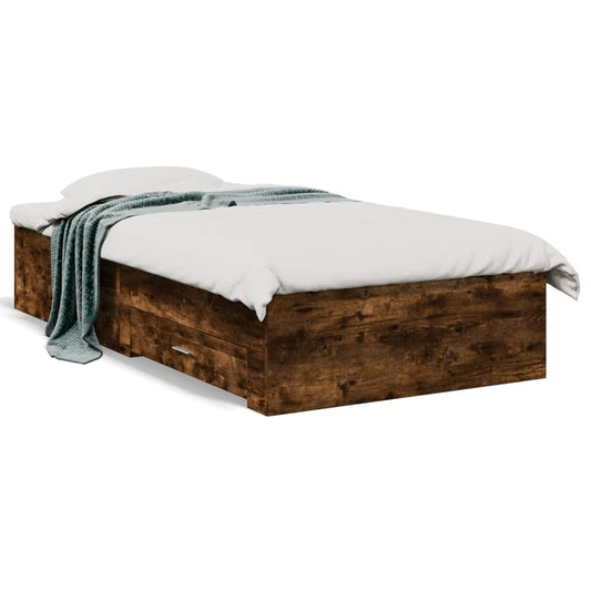 vidaXL Bed Frame | Smoked oak | Engineered wood and Plywood | Single | Bed Frame