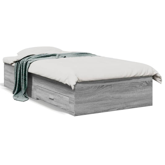vidaXL Bed Frame | Grey Sonoma | Engineered Wood | Single | Bed Frame