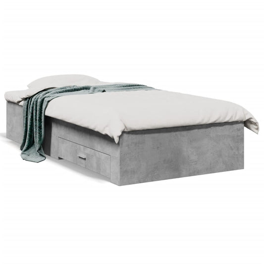 vidaXL Bed Frame | Concrete grey | Engineered wood and plywood | Single
