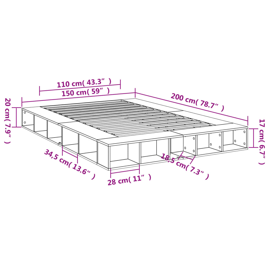 vidaXL Bed Frame without Mattress White 150x200 cm