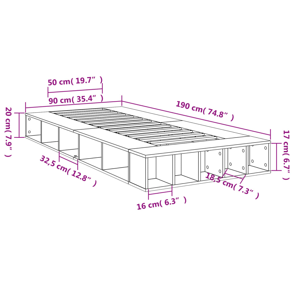 vidaXL Bed Frame without Mattress White 90x190 cm