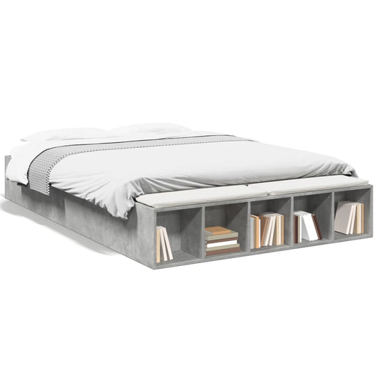 vidaXL Bed Frame without Mattress Concrete Grey 150x200 cm King Size
