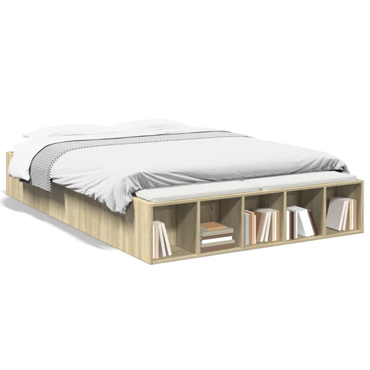 vidaXL Bed Frame without Mattress Sonoma Oak 135x190 cm