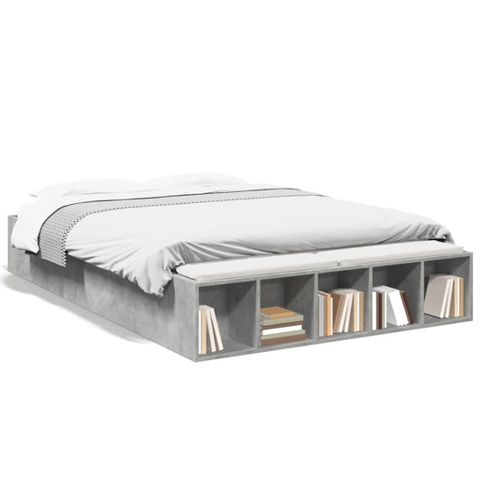 vidaXL Bed Frame without Mattress Concrete Grey 135x190 cm