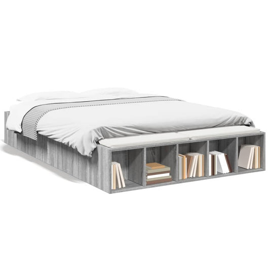 vidaXL Bed Frame without Mattress Grey Sonoma 135x190 cm