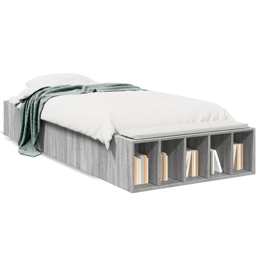 vidaXL Bed Frame without Mattress Grey Sonoma 90x190 cm Single
