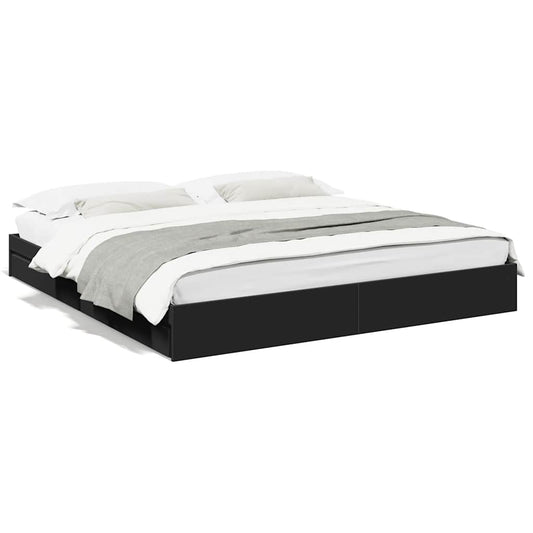 vidaXL Bed Frame with Drawers without Mattress Black 200x200 cm