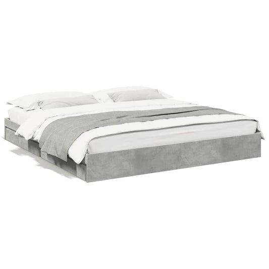 vidaXL Bed Frame with Drawers without Mattress Concrete Grey 200x200cm