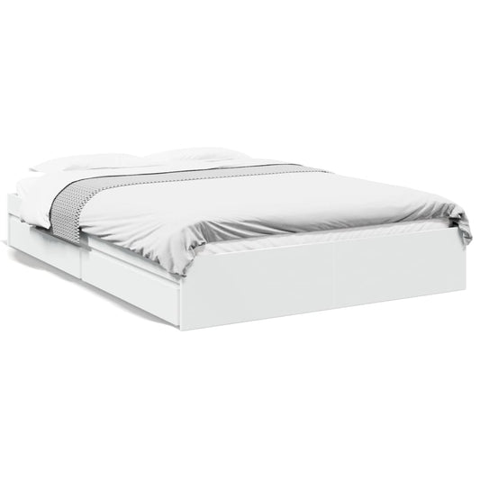 vidaXL Bed Frame with Drawers without Mattress White 160x200 cm