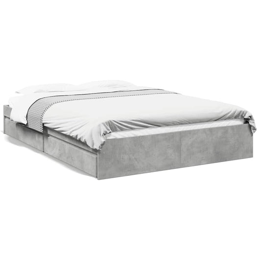 vidaXL Bed Frame with Drawers without Mattress Concrete Grey 150x200 cm
