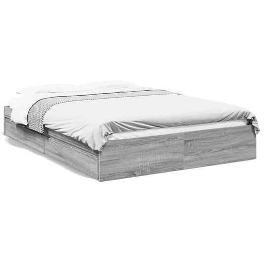 vidaXL Bed Frame with Drawers without Mattress Grey Sonoma 150x200 cm