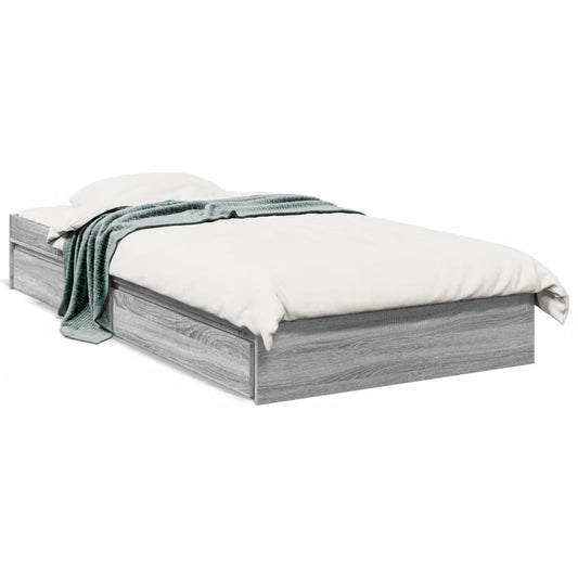 vidaXL Bed Frame with Drawers without Mattress Grey Sonoma 90x190 cm Single