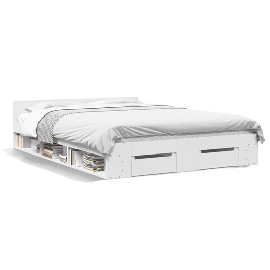 vidaXL Bed Frame with Drawers without Mattress White 140x200 cm