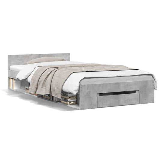 vidaXL Bed Frame with Drawer without Mattress Concrete Grey 90x200 cm
