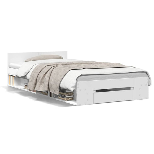 vidaXL Bed Frame with Drawer without Mattress White 75x190 cm Small Single