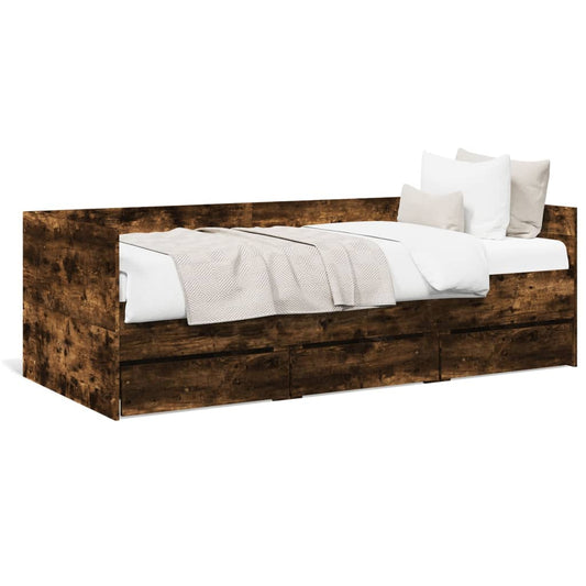 vidaXL Daybed | Smoked Oak | Engineered wood | 90x200 cm | Convertible