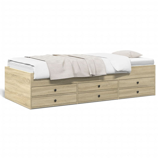 vidaXL Daybed with Drawers without Mattress Sonoma Oak 90x200 cm