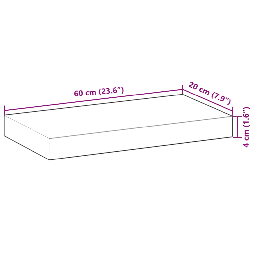 vidaXL Floating Shelves 2 pcs 60x20x4 cm Untreated Solid Wood Acacia