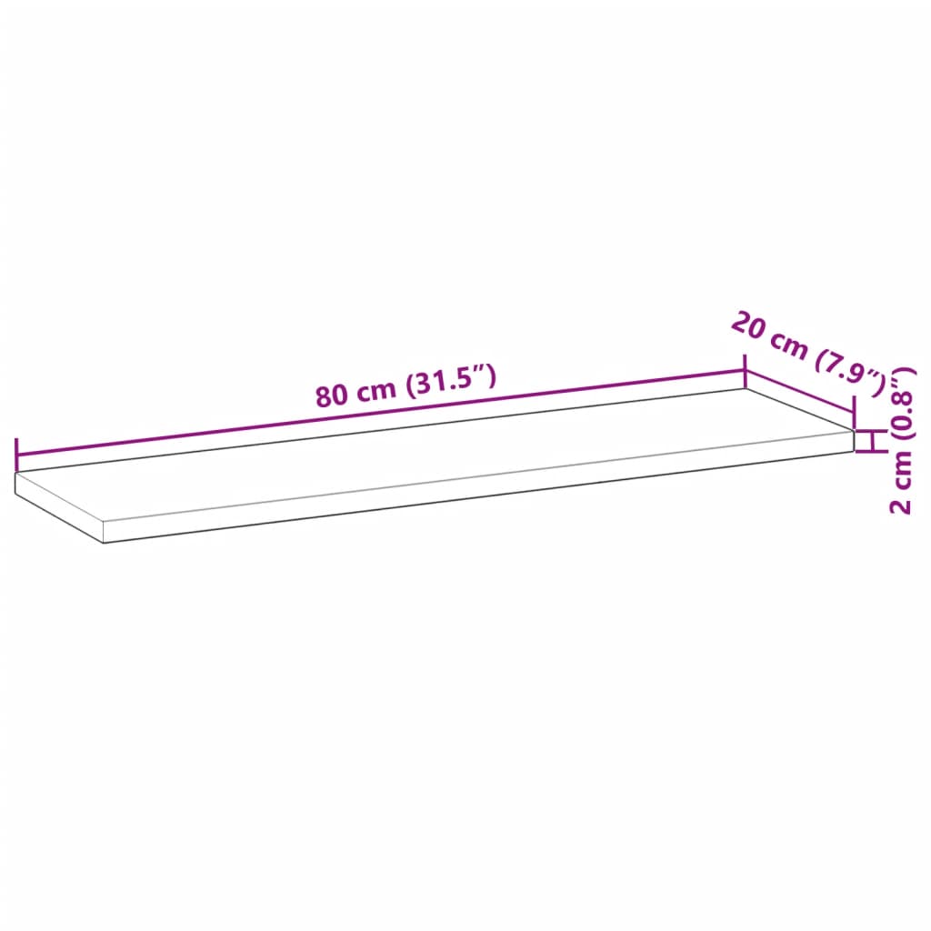 vidaXL Floating Shelf 80x20x2 cm Oil Finished Solid Wood Acacia