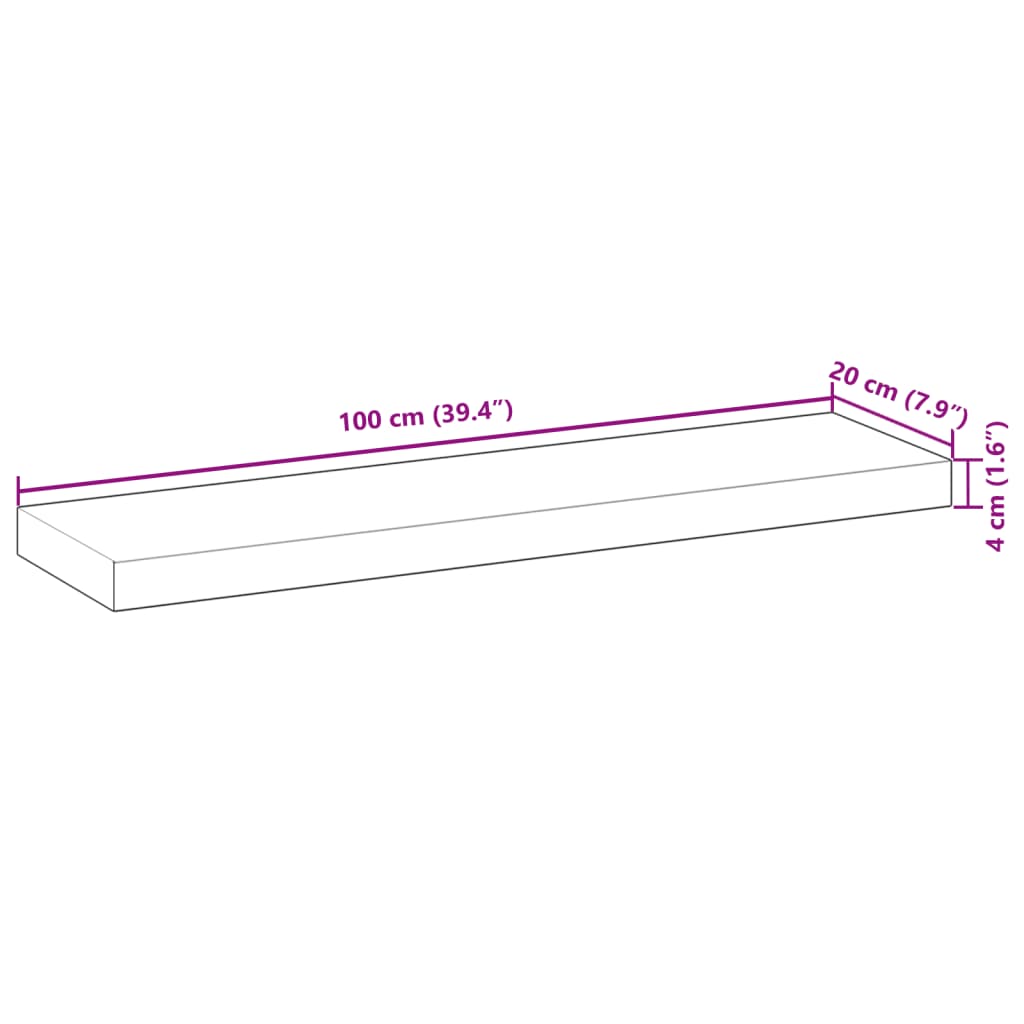 vidaXL Floating Shelves 2 pcs 100x20x4 cm Oil Finished Solid Wood Acacia