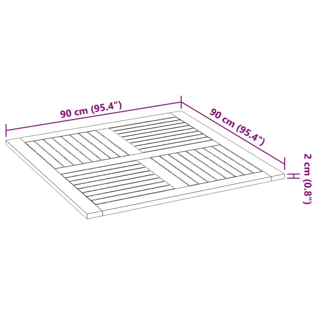 vidaXL Table Top 90x90x2,2 cm Square Solid Wood Acacia