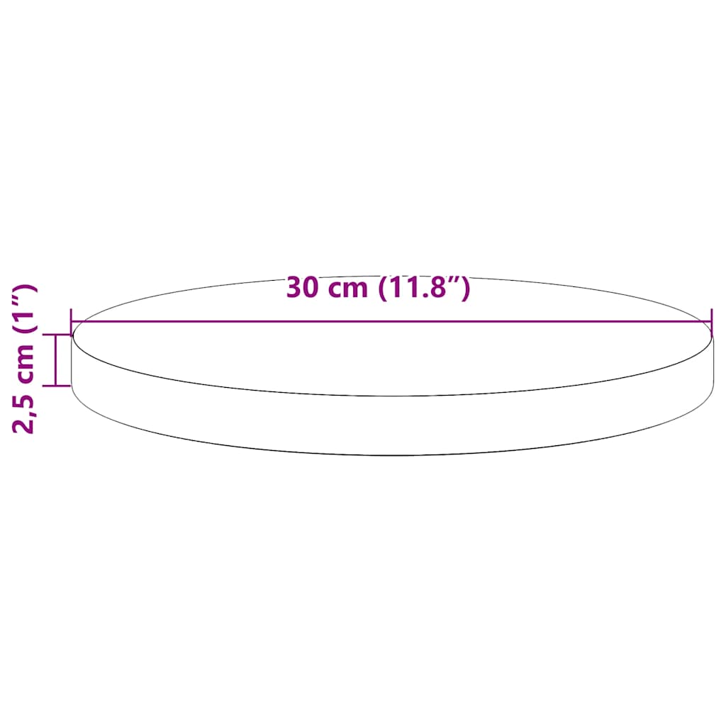 vidaXL Table Top Round Wax Brown Ø30x2,5 cm Solid Wood Pine