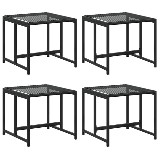 vidaXL Garden Stools 4 pcs Black Poly Rattan