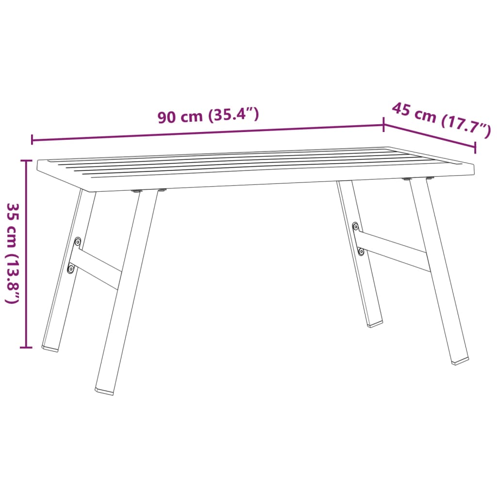 vidaXL Garden Coffee Table Black 90x45x35 cm Powder-coated Steel