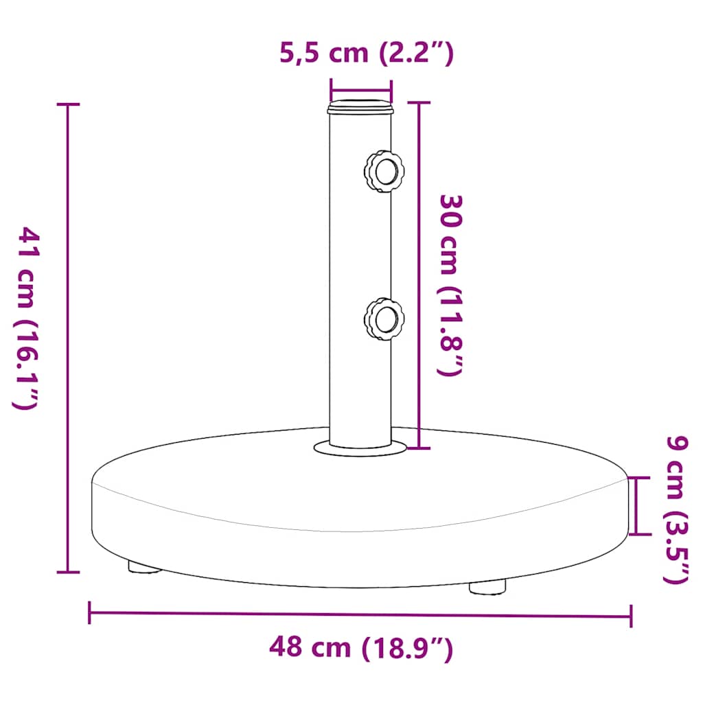 vidaXL Parasol Base for Ø32/38/48 mm Poles 25 kg Round