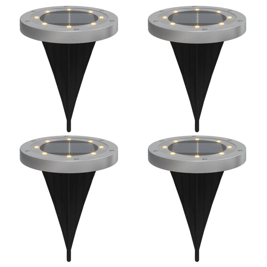 vidaXL Solar Ground Lights with Ground Spikes Outdoor 4 pcs Warm White