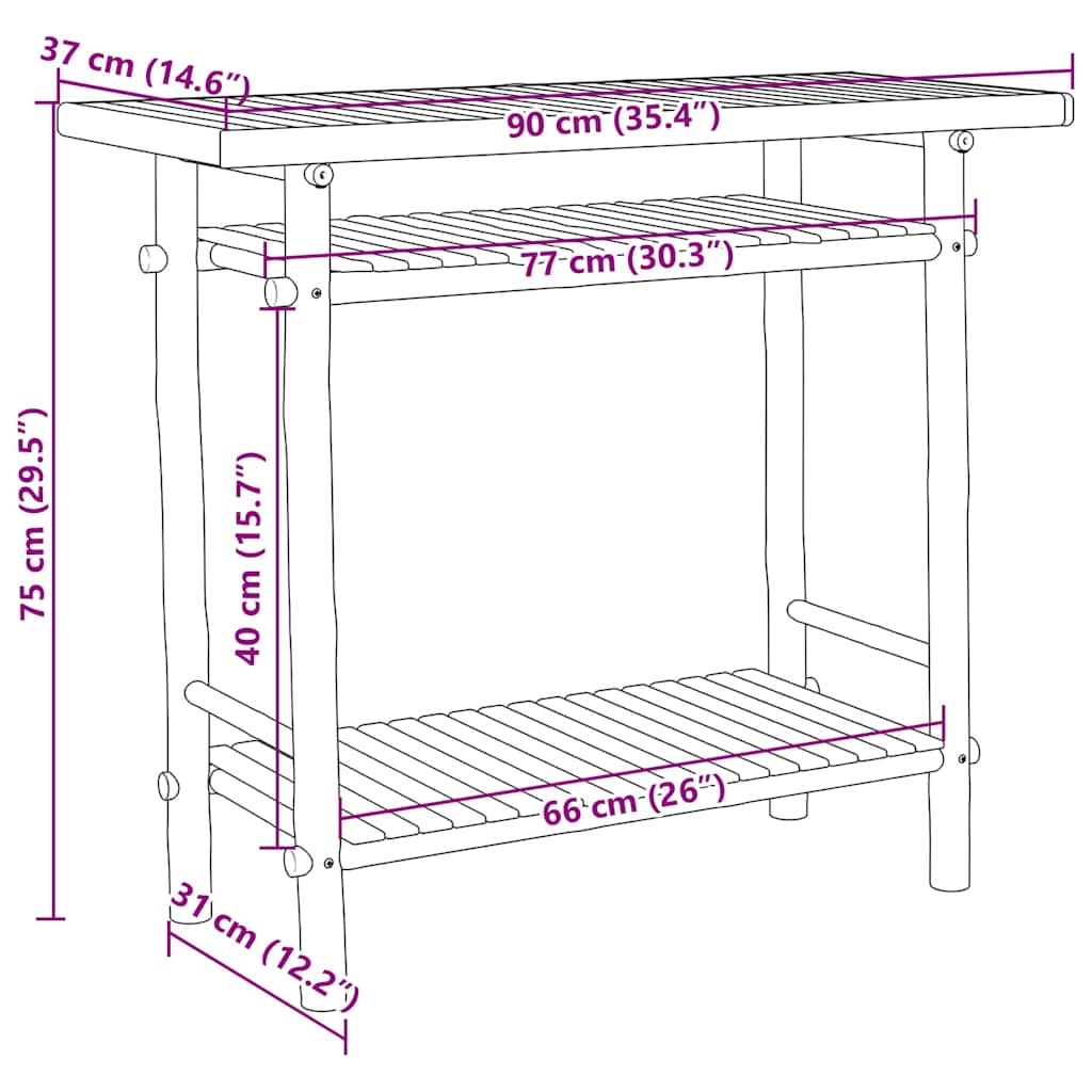 vidaXL Console Table 90x37x75 cm Bamboo