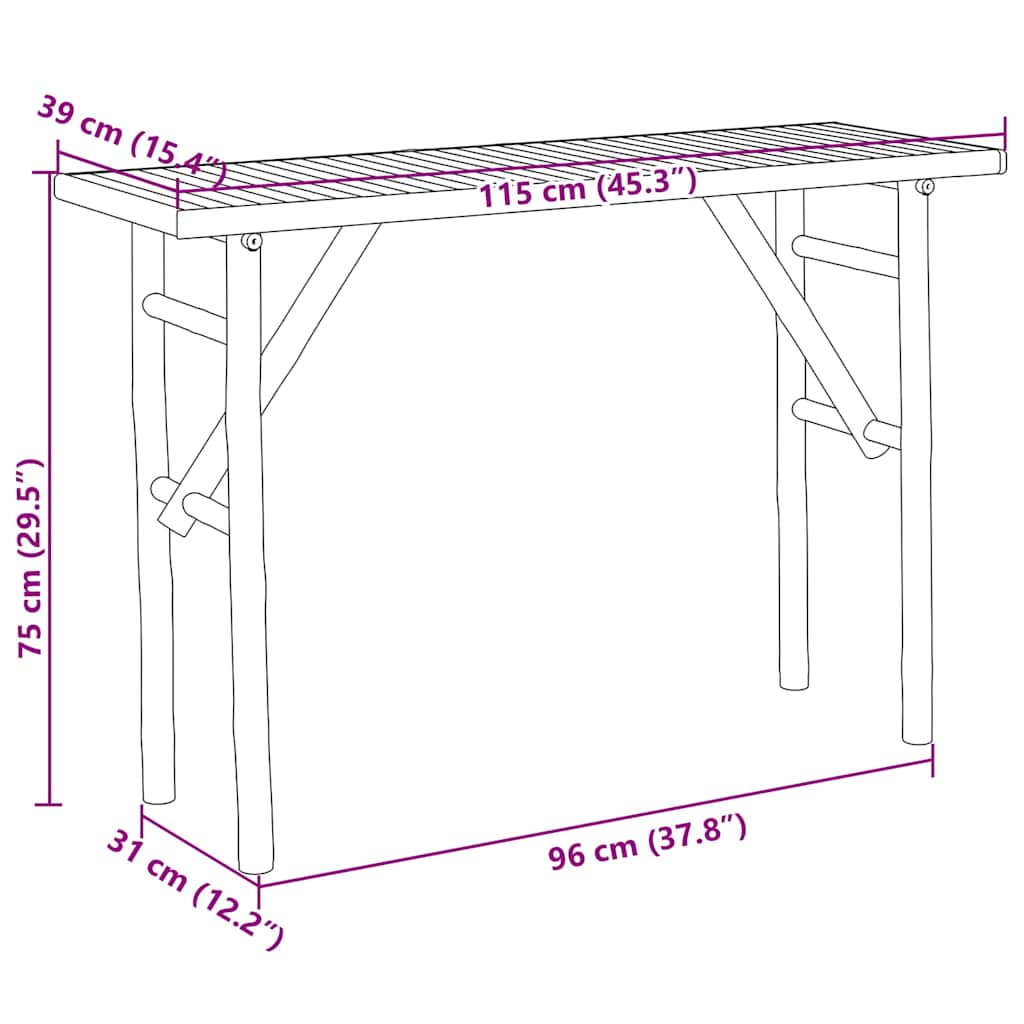 vidaXL Console Table 115x39x75 cm Bamboo