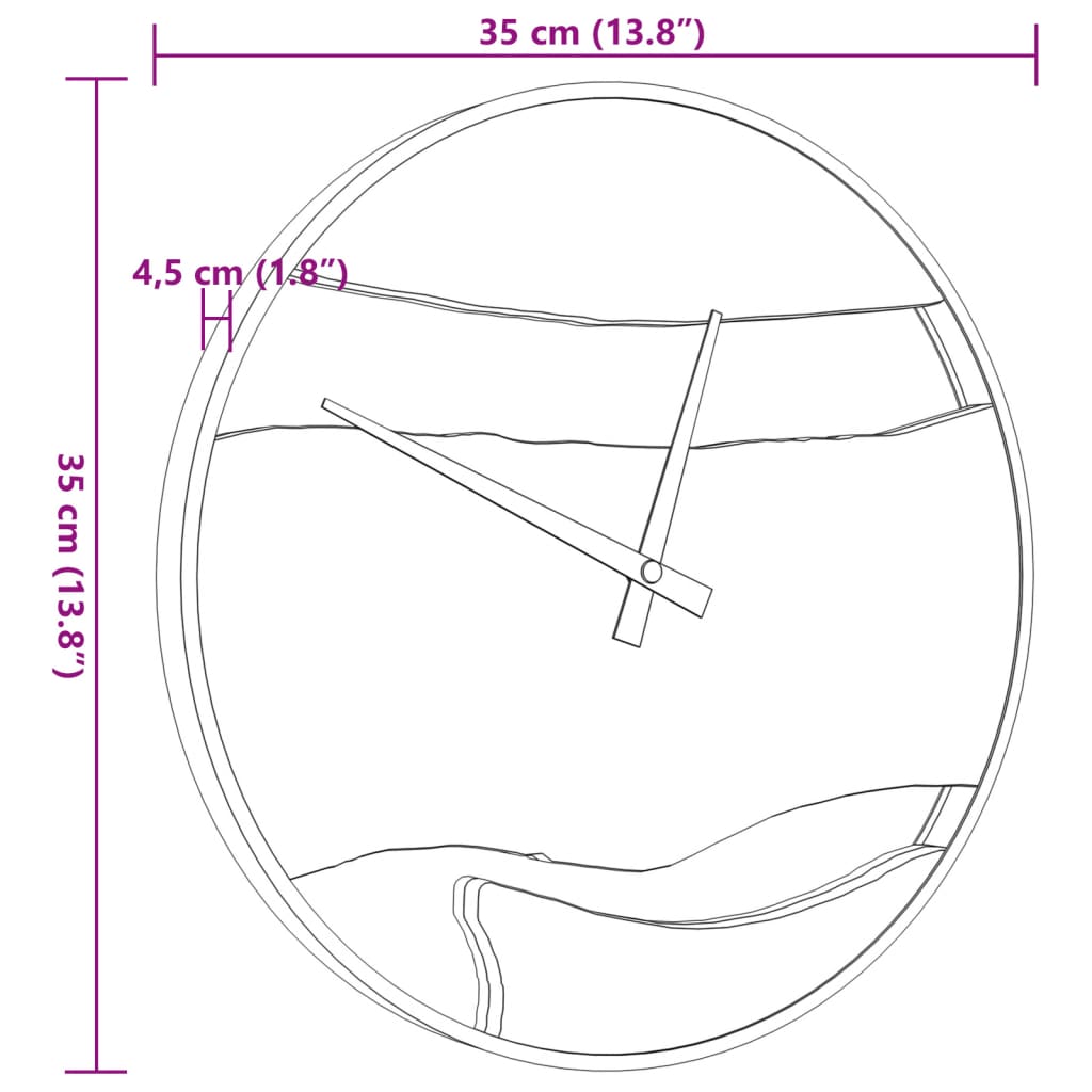 vidaXL Wall Clock Brown Ø35 cm Iron and Olive Wood