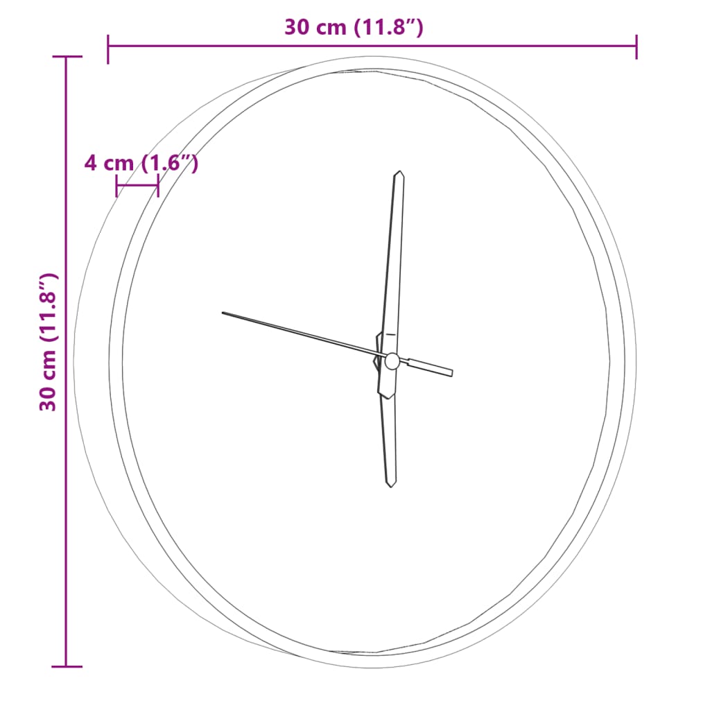 vidaXL Wall Clock with Luminous Scales and Pointers Blue Ø30 cm