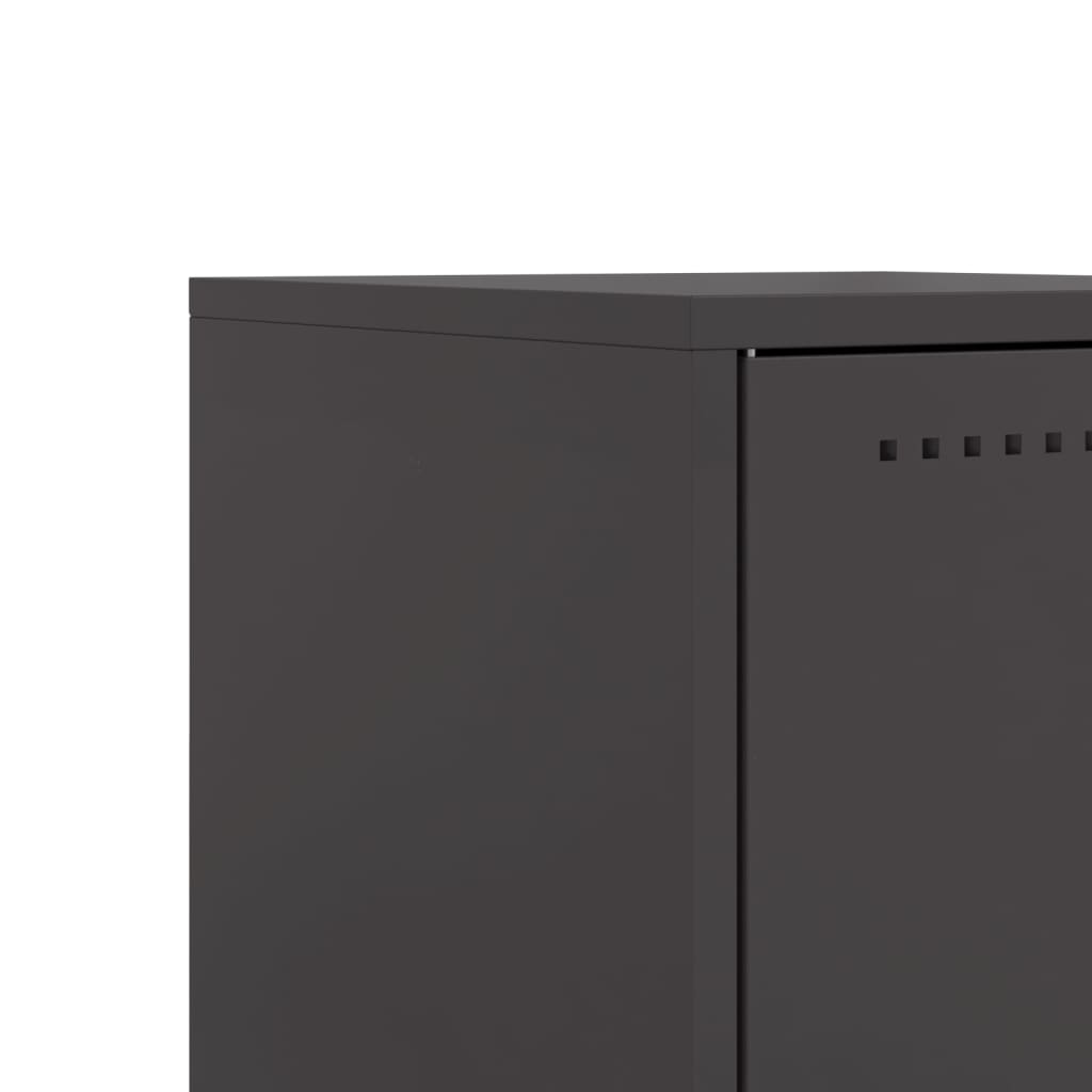 vidaXL Bedside Cabinet Black 36x39x60,5 cm Steel