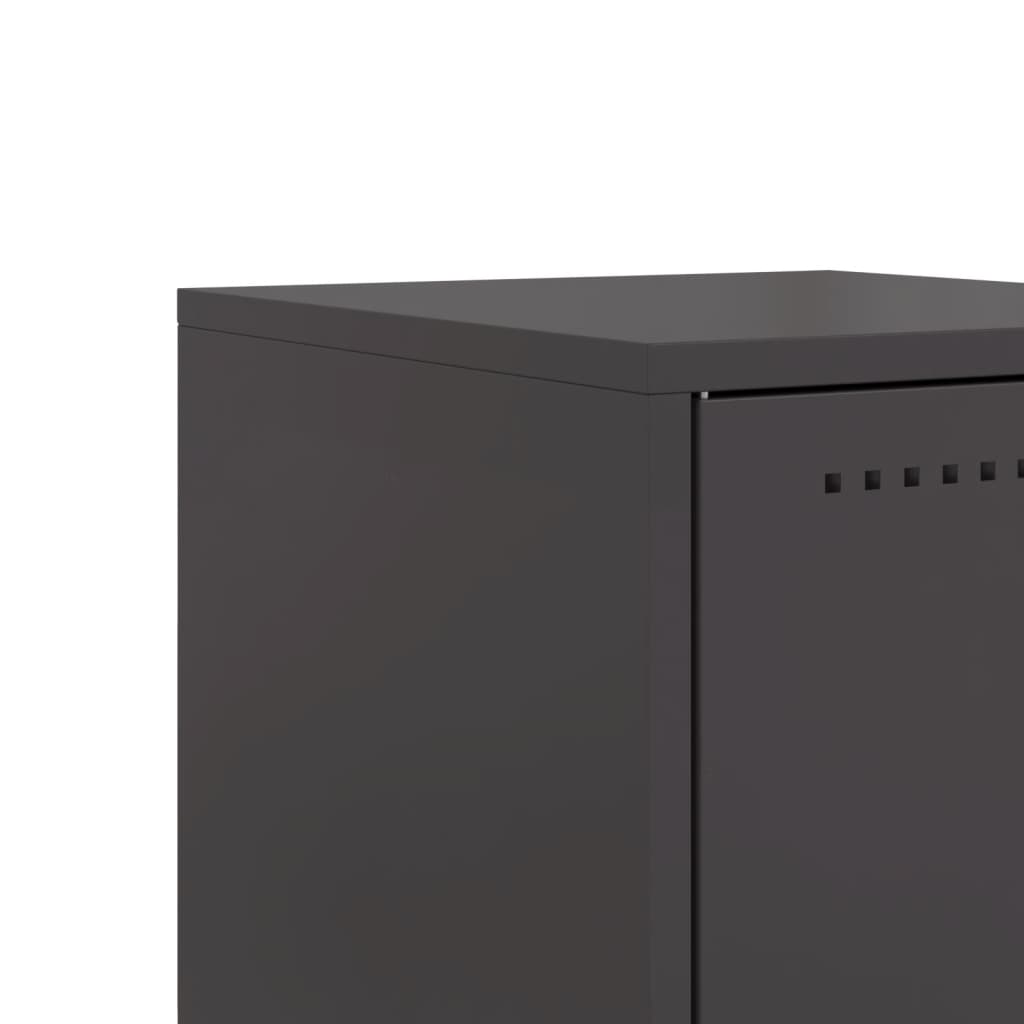 vidaXL Bedside Cabinets 2 pcs Black 36x39x60,5 cm Steel