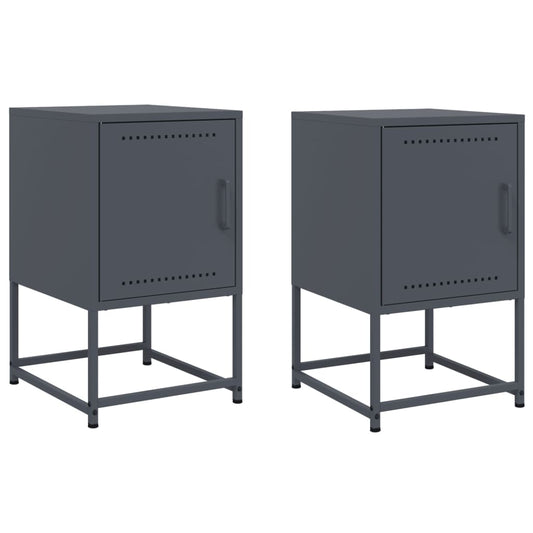 vidaXL Bedside Cabinets 2 pcs Anthracite 36x39x60,5 cm Steel