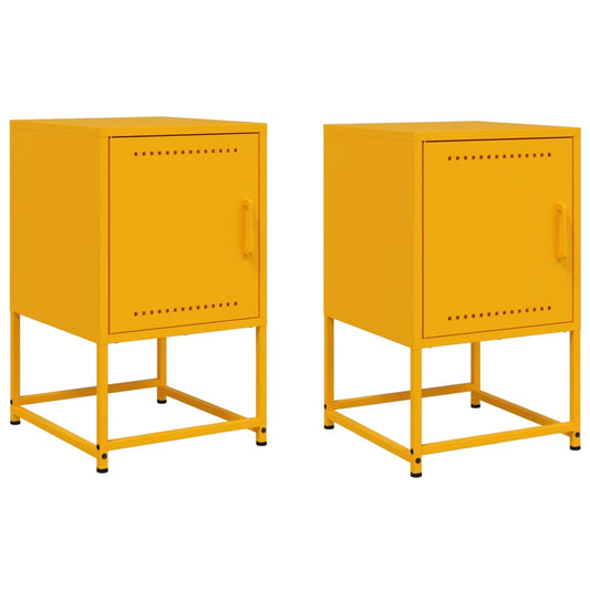 vidaXL Bedside Cabinets 2 pcs Mustard Yellow 36x39x60,5 cm Steel