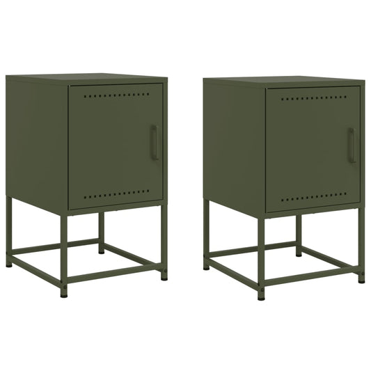 vidaXL Bedside Cabinets 2 pcs Olive Green 36x39x60,5 cm Steel