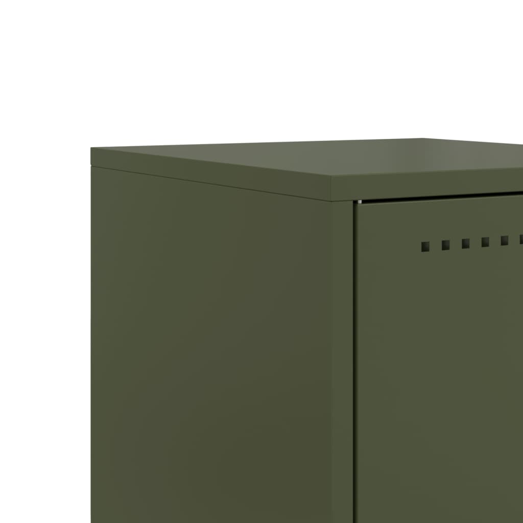 vidaXL Bedside Cabinets 2 pcs Olive Green 36x39x60,5 cm Steel