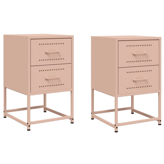 vidaXL Bedside Cabinets 2 pcs Pink 36x39x60,5 cm Steel