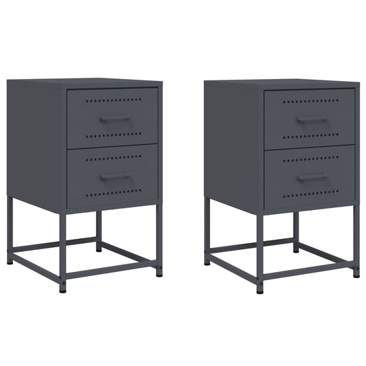vidaXL Bedside Cabinets 2 pcs Anthracite 36x39x60,5 cm Steel